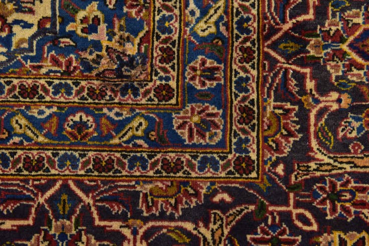 Detail image of 9' 7 x 12' 10 Hand Knotted Kashan Persian Wool Rug