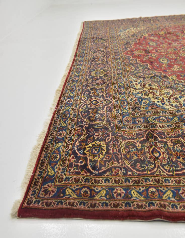 Detail image of 9' 7 x 12' 10  Hand Knotted Kashan Persian Wool Rug