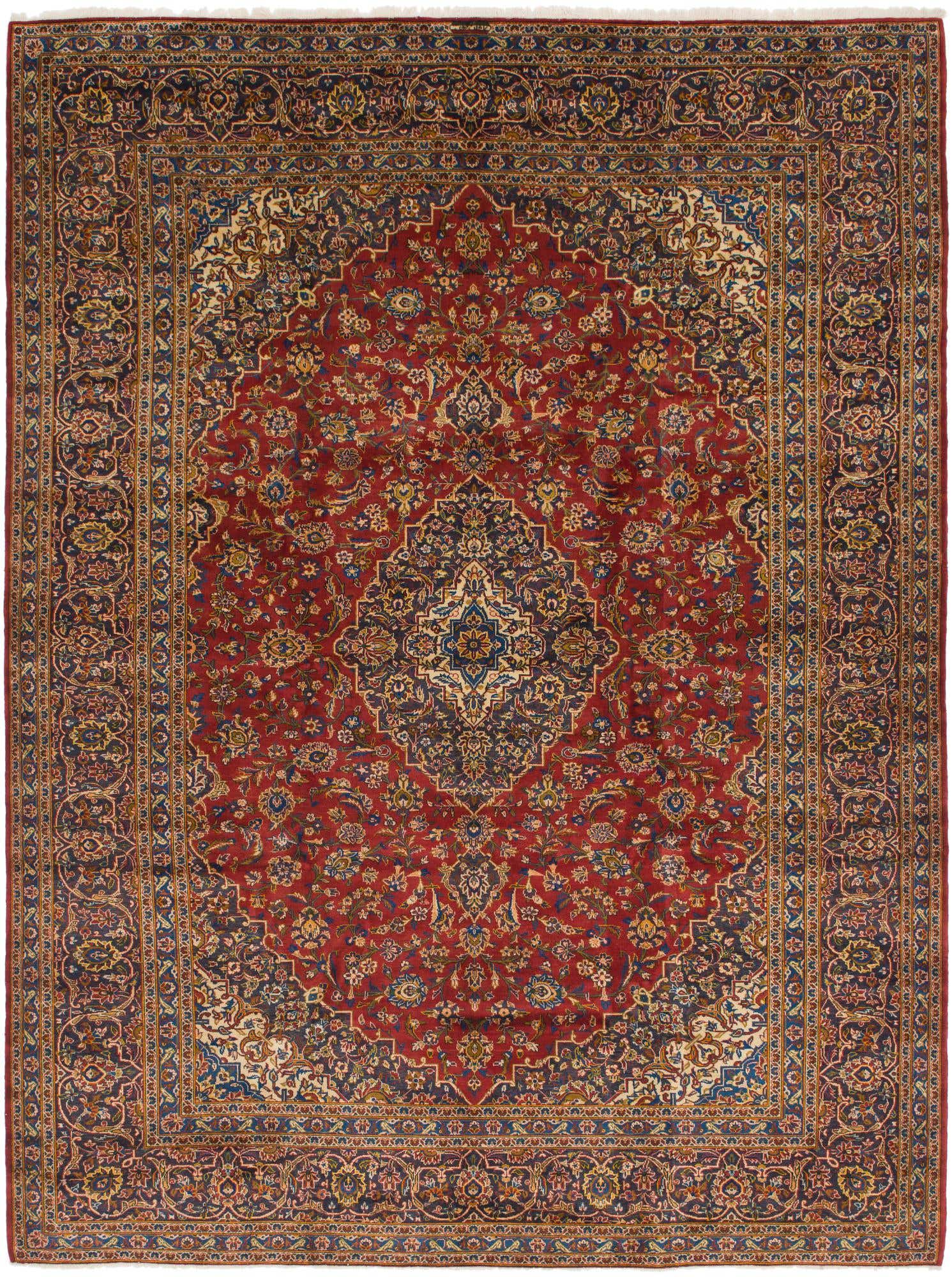 9' 7 x 12' 10 Hand Knotted Kashan Persian Wool Rug