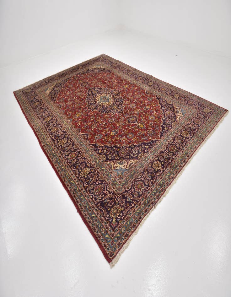 Detail image of 9' 7 x 13' 2  Hand Knotted Kashan Persian Wool Rug