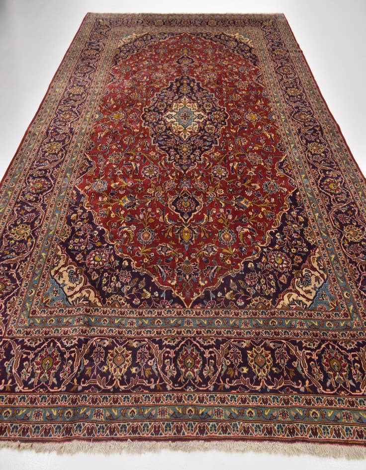 Detail image of 9' 7 x 13' 2  Hand Knotted Kashan Persian Wool Rug