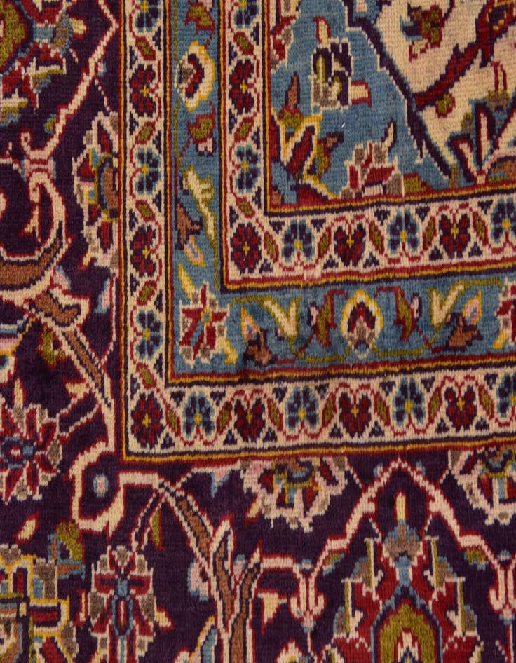 Detail image of 9' 7 x 13' 2  Hand Knotted Kashan Persian Wool Rug