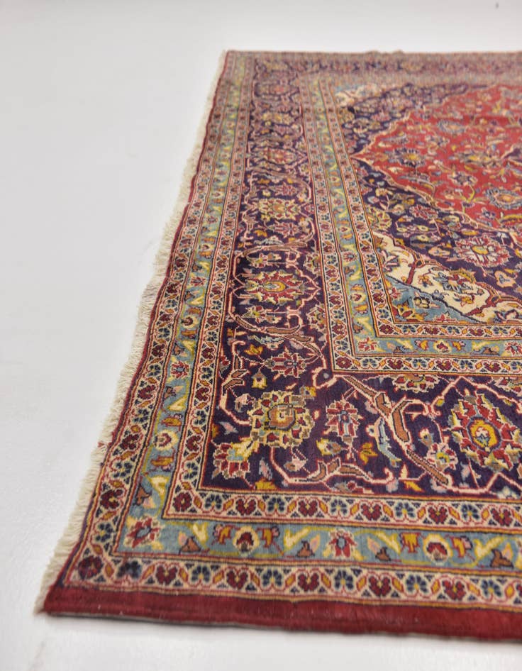 Detail image of 9' 7 x 13' 2  Hand Knotted Kashan Persian Wool Rug