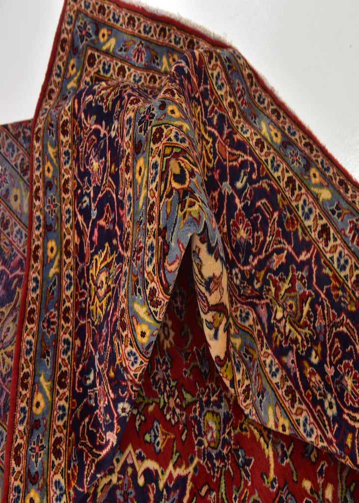 9' 7 x 12' 10 Hand Knotted Kashan Persian Wool Rug
