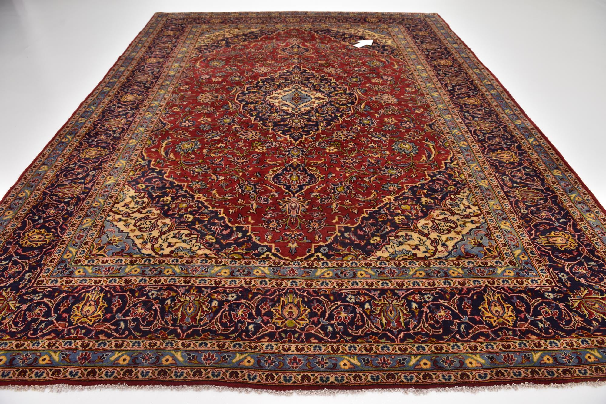 9' 7 x 12' 10 Hand Knotted Kashan Persian Wool Rug