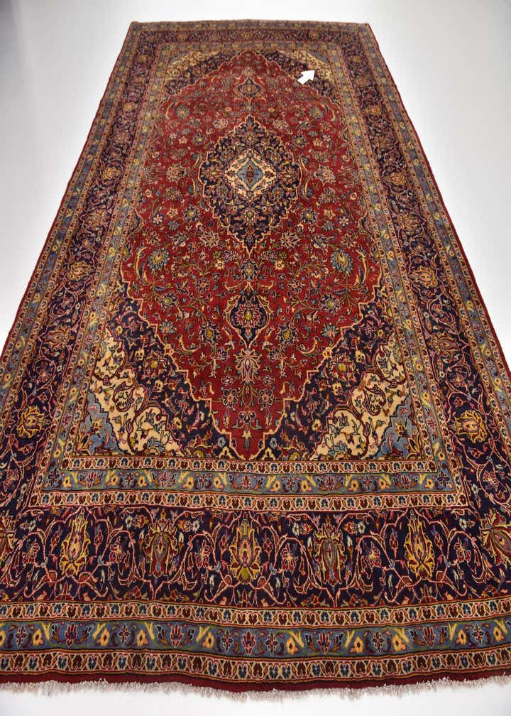 9' 7 x 12' 10 Hand Knotted Kashan Persian Wool Rug