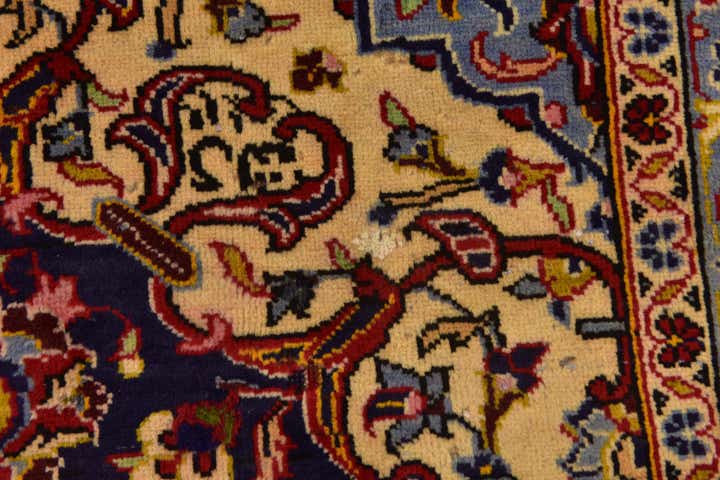 9' 7 x 12' 10 Hand Knotted Kashan Persian Wool Rug