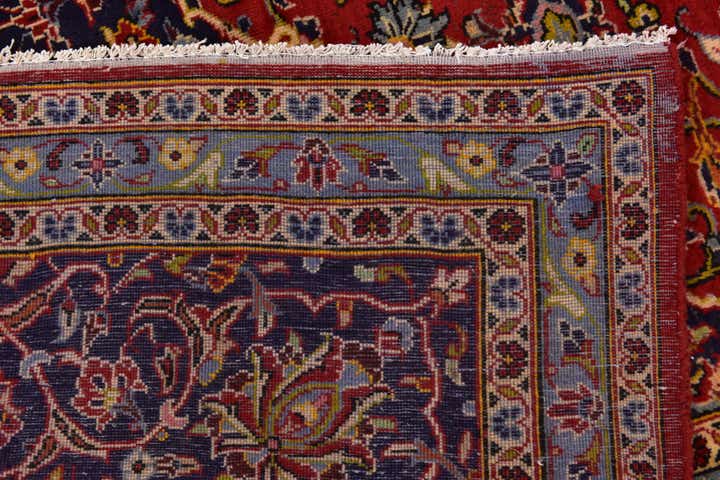 9' 7 x 12' 10 Hand Knotted Kashan Persian Wool Rug