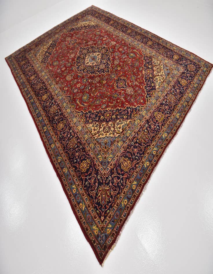 Detail image of 9' 7 x 12' 10 Hand Knotted Kashan Persian Wool Rug