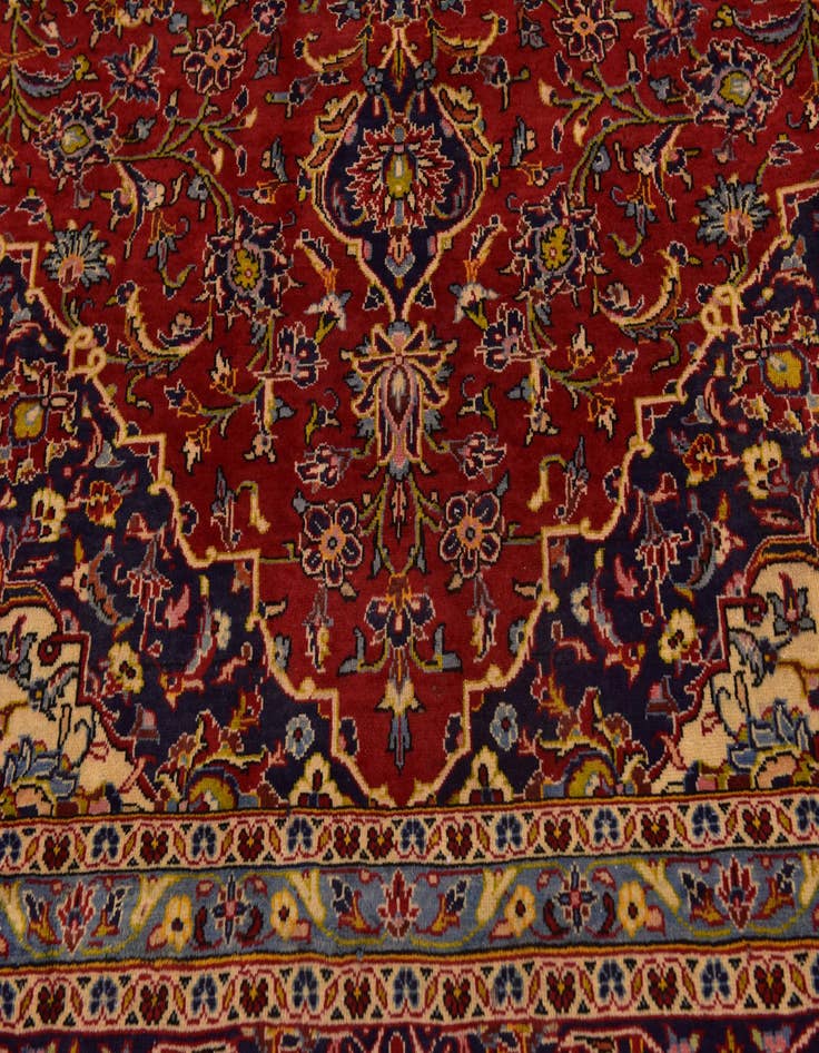 Detail image of 9' 7 x 12' 10 Hand Knotted Kashan Persian Wool Rug