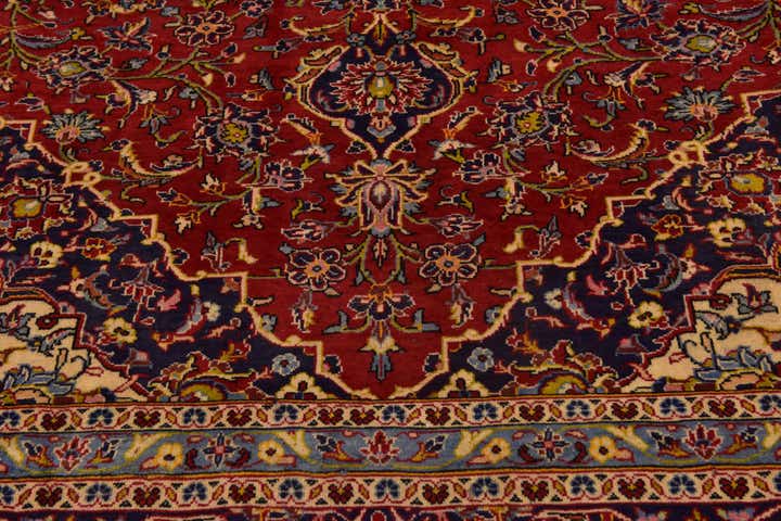 9' 7 x 12' 10 Hand Knotted Kashan Persian Wool Rug