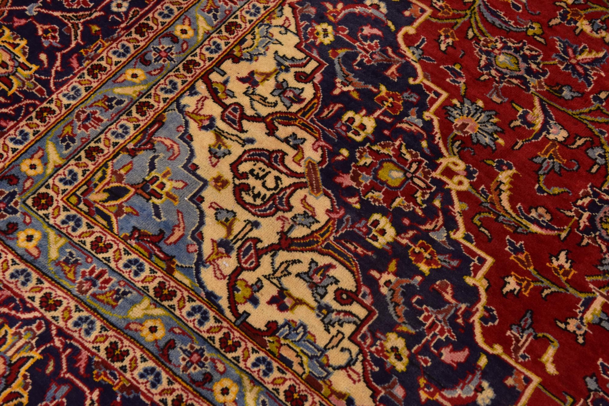 9' 7 x 12' 10 Hand Knotted Kashan Persian Wool Rug