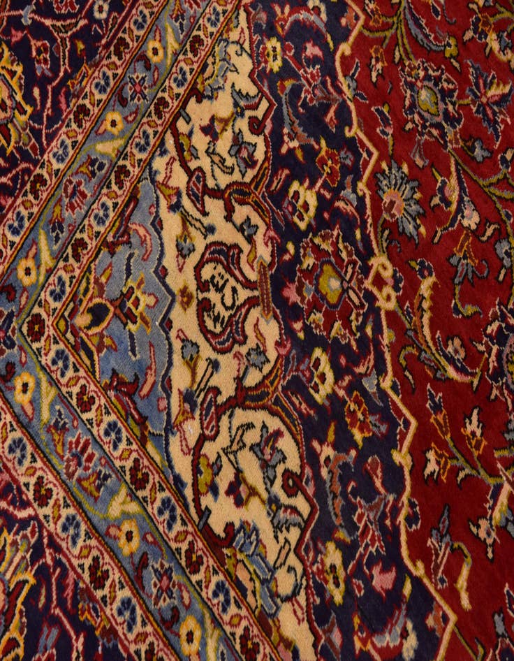 Detail image of 9' 7 x 12' 10 Hand Knotted Kashan Persian Wool Rug