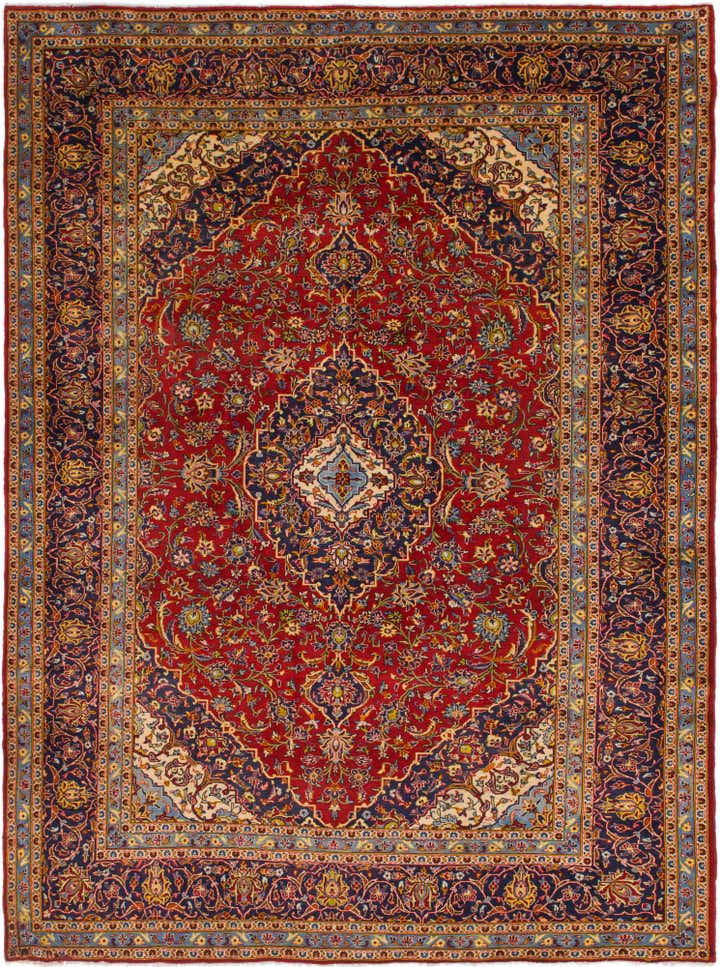 9' 7 x 12' 10 Hand Knotted Kashan Persian Wool Rug
