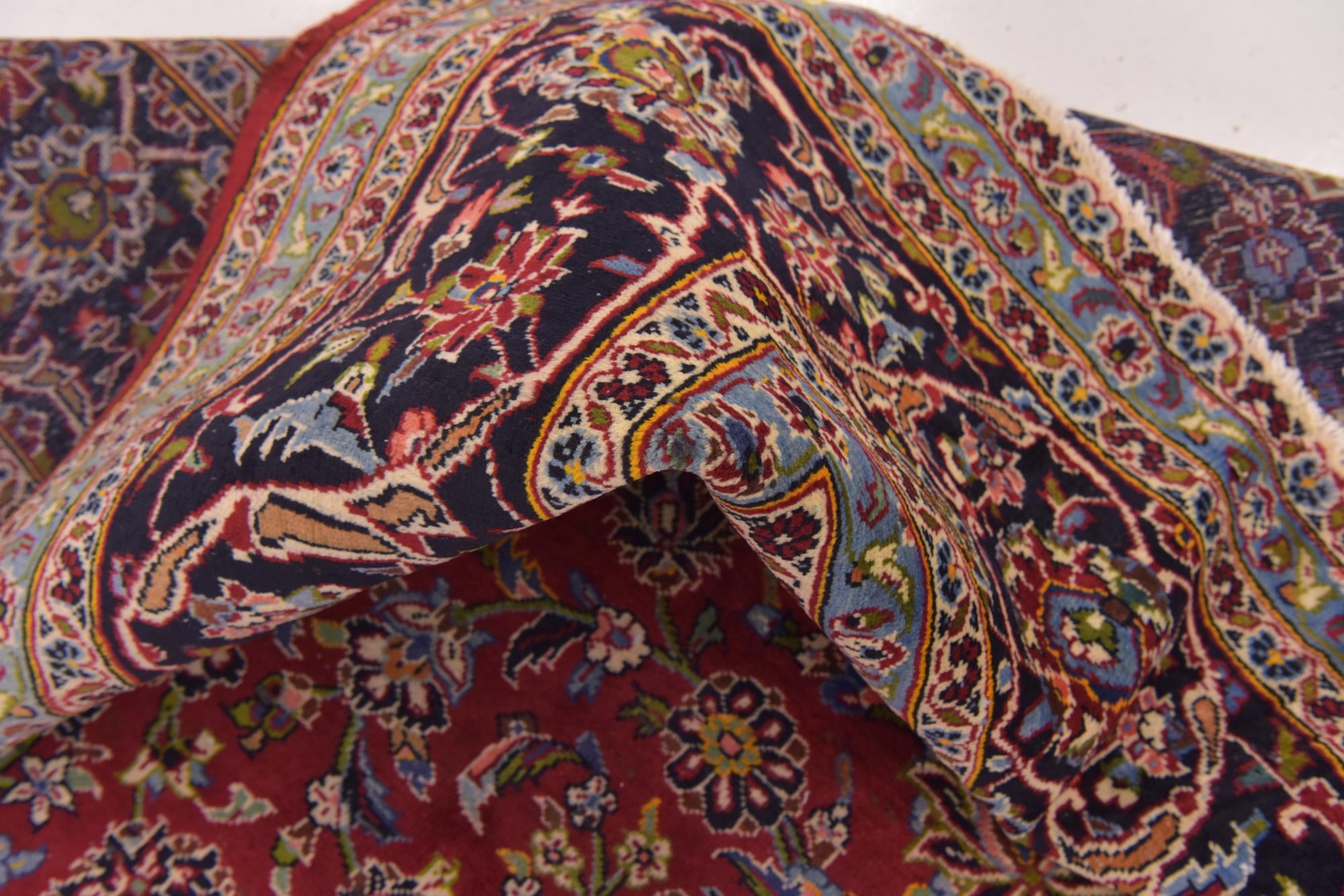 9' 8 x 13' 6 Hand Knotted Kashan Persian Wool Rug
