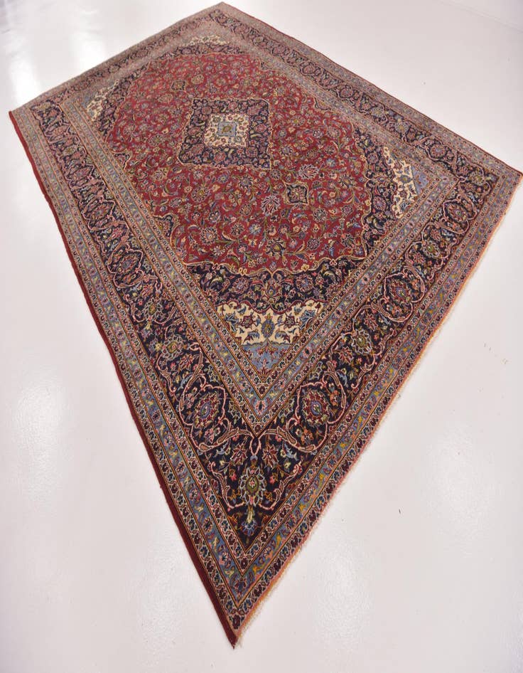 Detail image of 9' 8 x 13' 6 Hand Knotted Kashan Persian Wool Rug