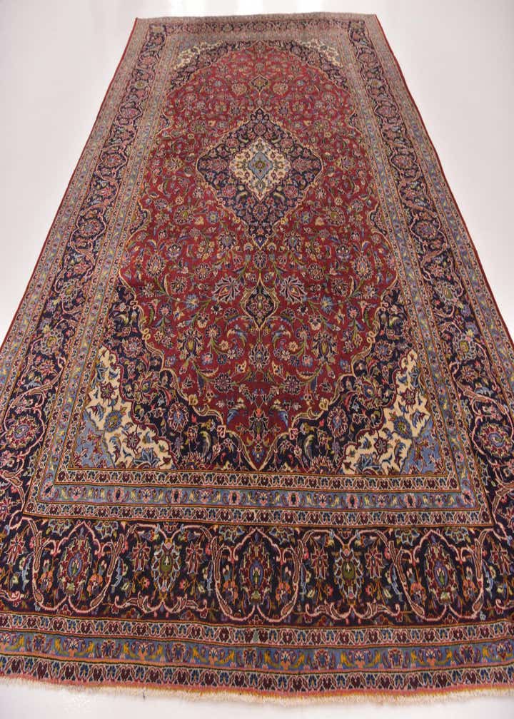 9' 8 x 13' 6 Hand Knotted Kashan Persian Wool Rug