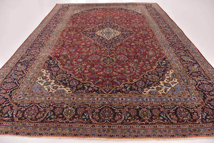 Detail image of 9' 8 x 13' 6 Hand Knotted Kashan Persian Wool Rug