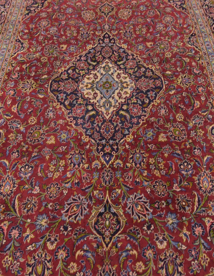 Detail image of 9' 8 x 13' 6 Hand Knotted Kashan Persian Wool Rug