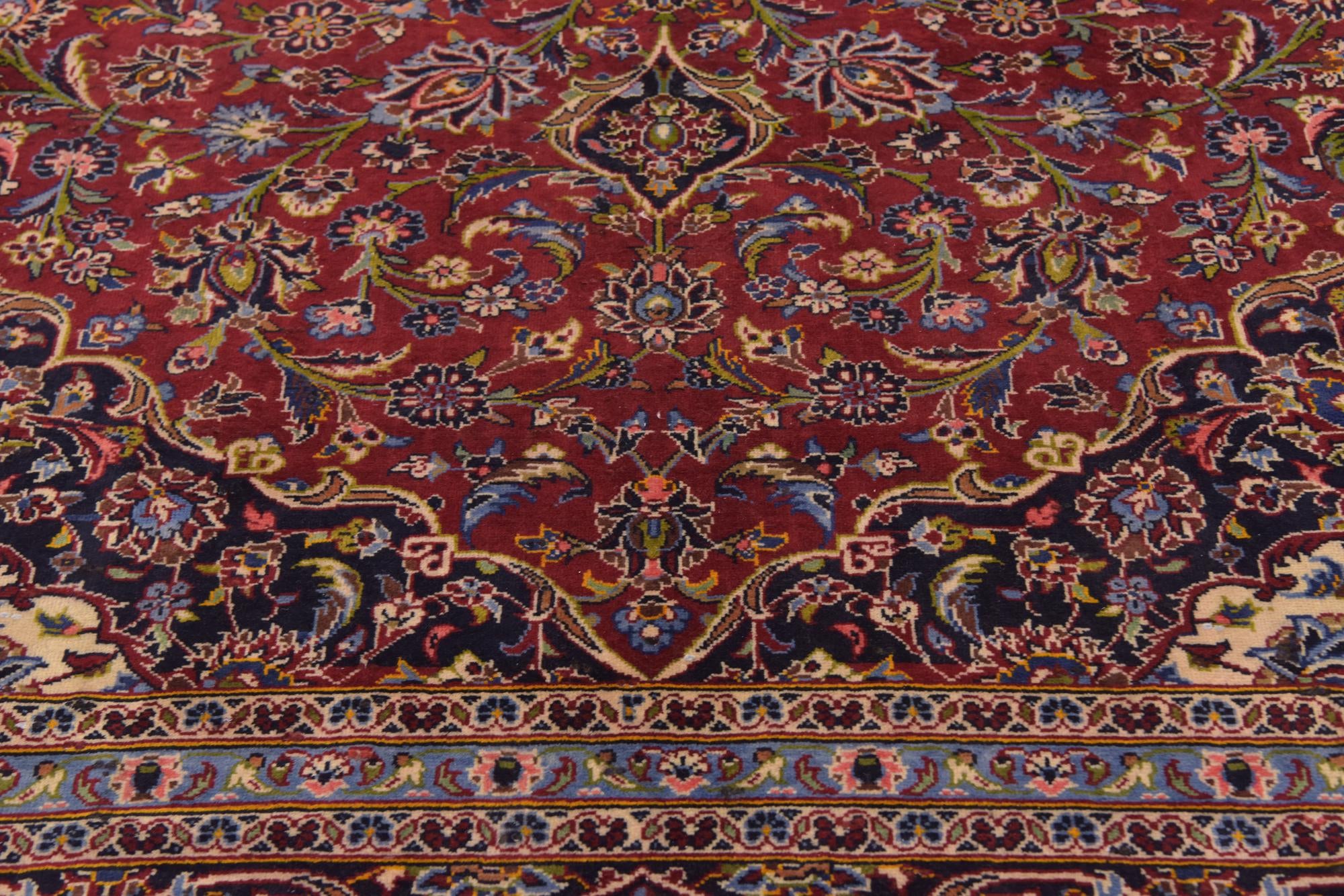 9' 8 x 13' 6 Hand Knotted Kashan Persian Wool Rug