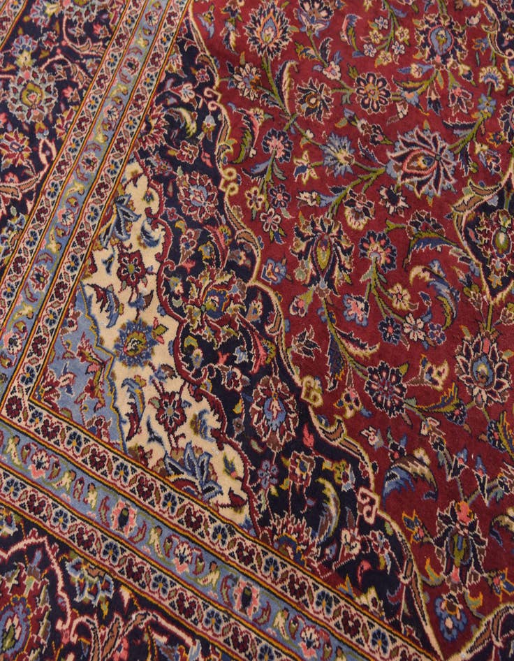 Detail image of 9' 8 x 13' 6 Hand Knotted Kashan Persian Wool Rug