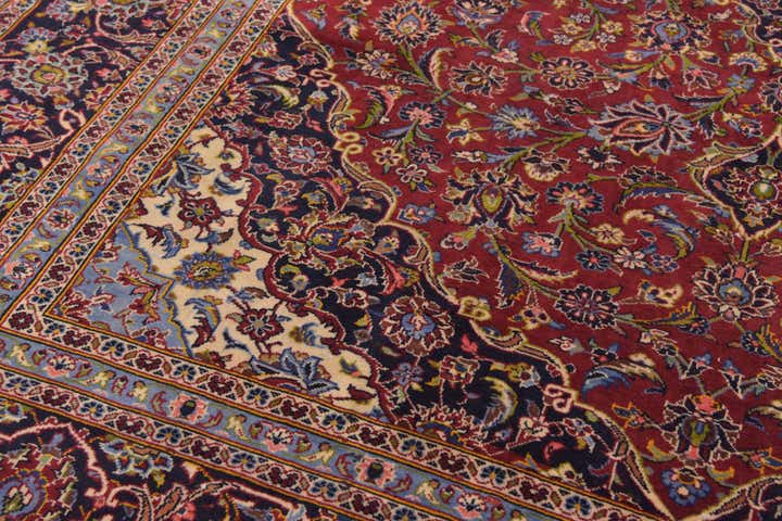 9' 8 x 13' 6 Hand Knotted Kashan Persian Wool Rug