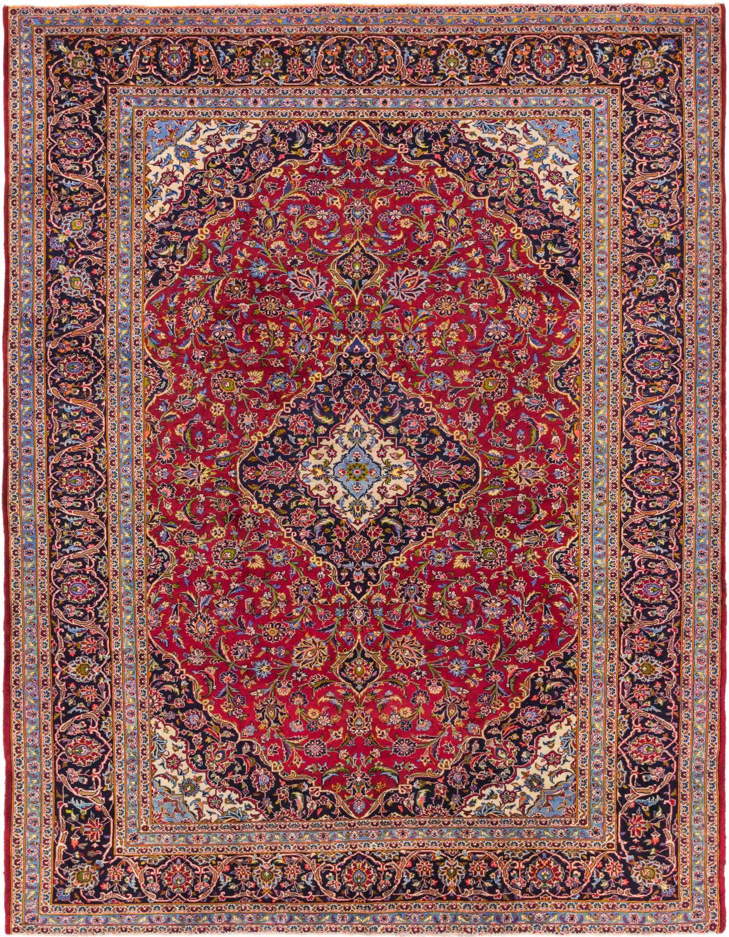 9' 8 x 13' 6 Hand Knotted Kashan Persian Wool Rug