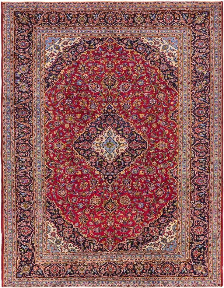 Detail image of 9' 8 x 13' 6 Hand Knotted Kashan Persian Wool Rug