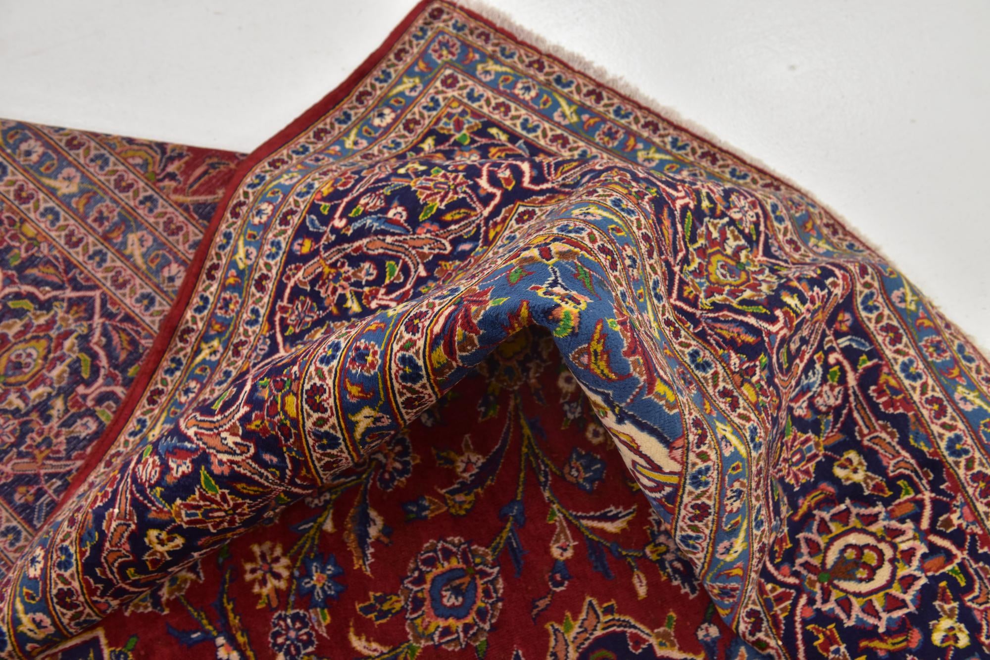 9' 7 x 13' Hand Knotted Kashan Persian Wool Rug
