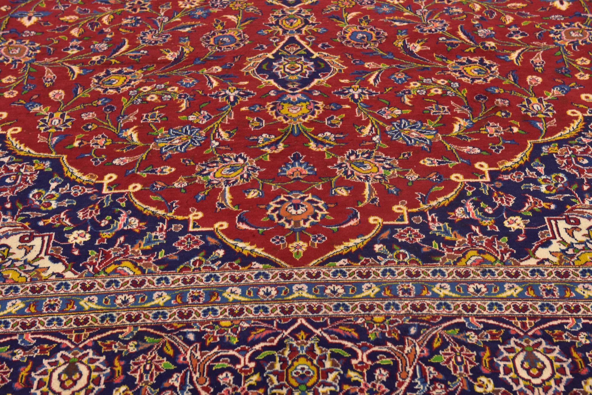 9' 7 x 13' Hand Knotted Kashan Persian Wool Rug
