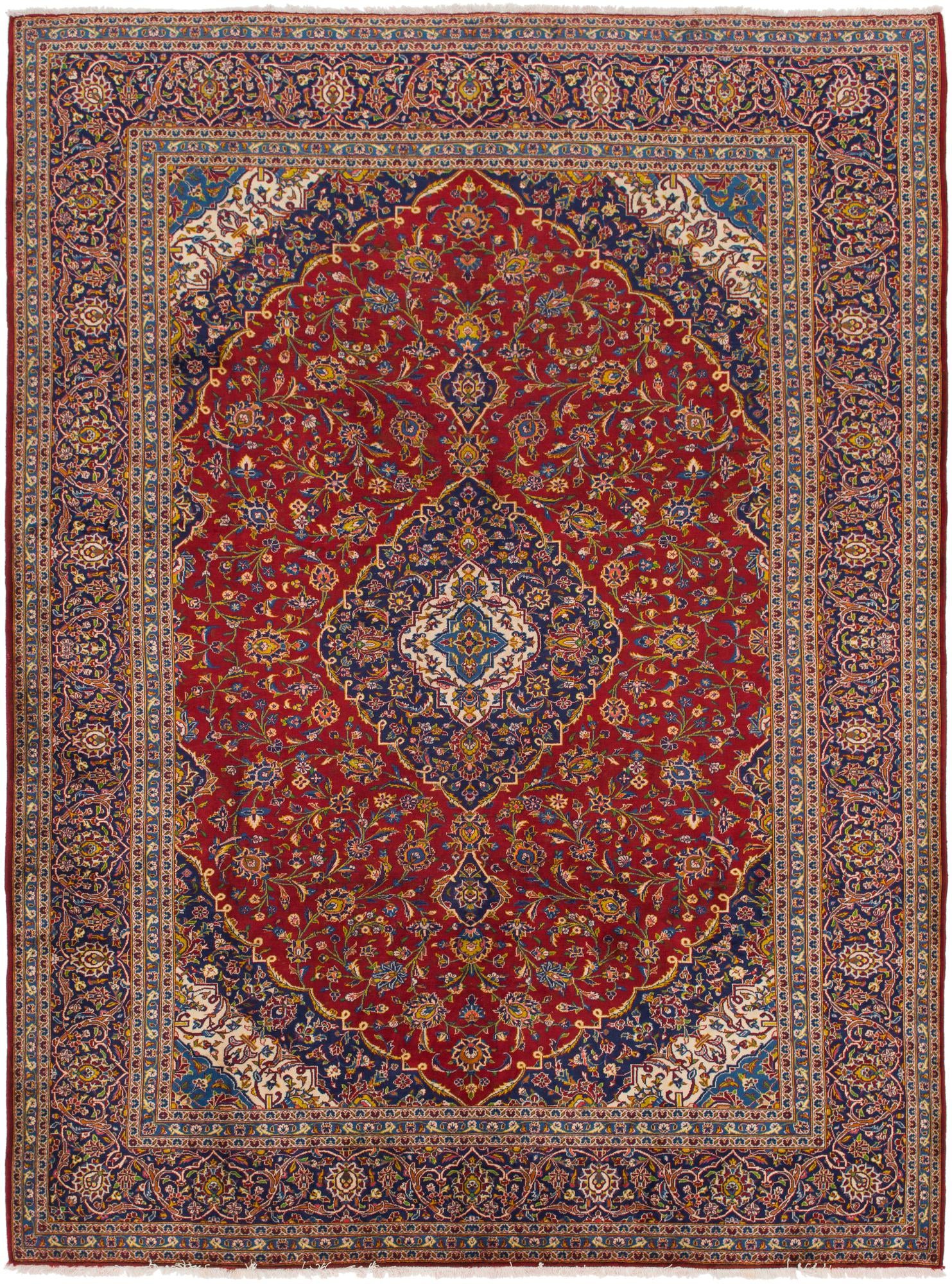 9' 7 x 13' Hand Knotted Kashan Persian Wool Rug