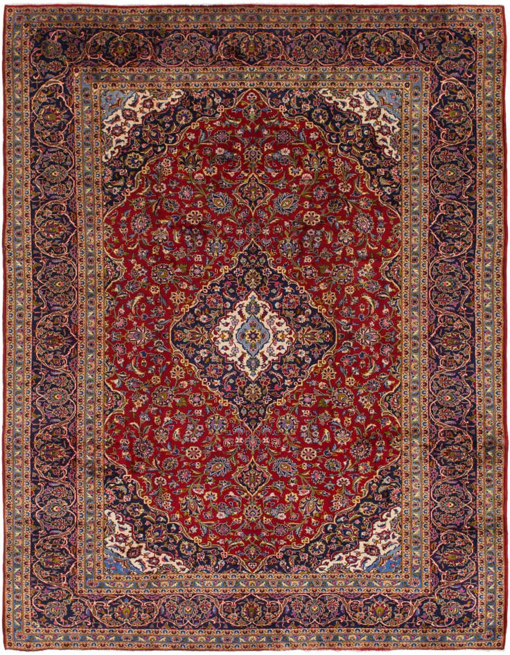 Detail image of 10' x 13' 4 Hand Knotted Kashan Persian Wool Rug