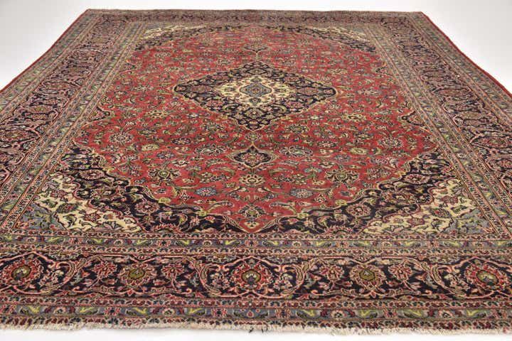 10' x 12' 10 Hand Knotted Kashan Persian Wool Rug