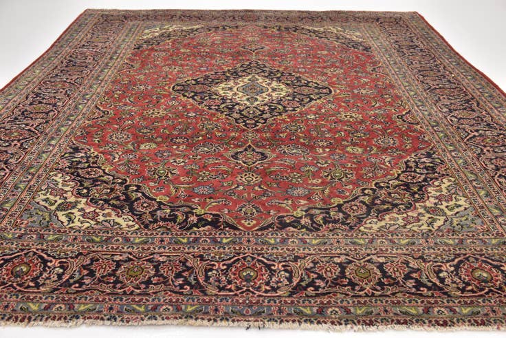Detail image of 10' x 12' 10 Hand Knotted Kashan Persian Wool Rug