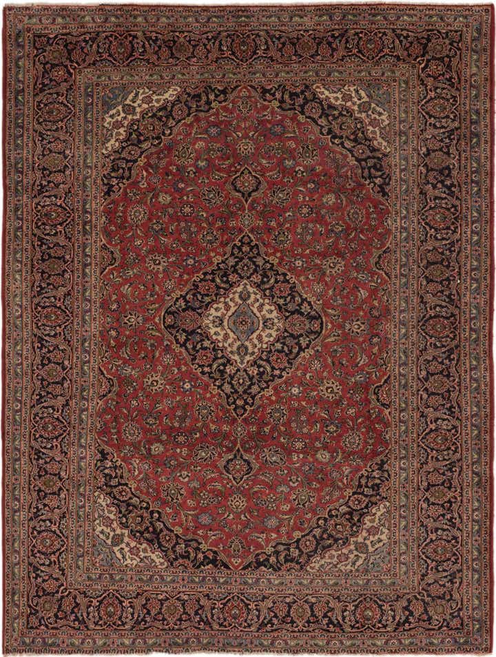 10' x 12' 10 Hand Knotted Kashan Persian Wool Rug
