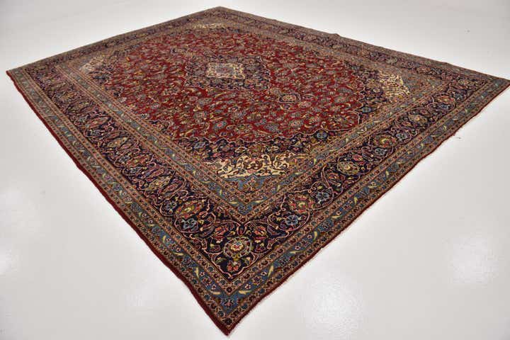 9' 10 x 13' Hand Knotted Kashan Persian Wool Rug