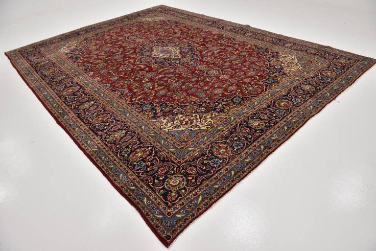 Detail image of 9' 10 x 13' Hand Knotted Kashan Persian Wool Rug
