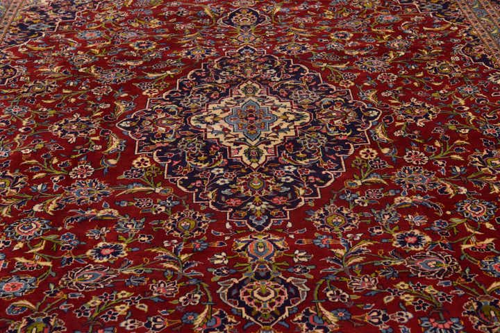 9' 10 x 13' Hand Knotted Kashan Persian Wool Rug