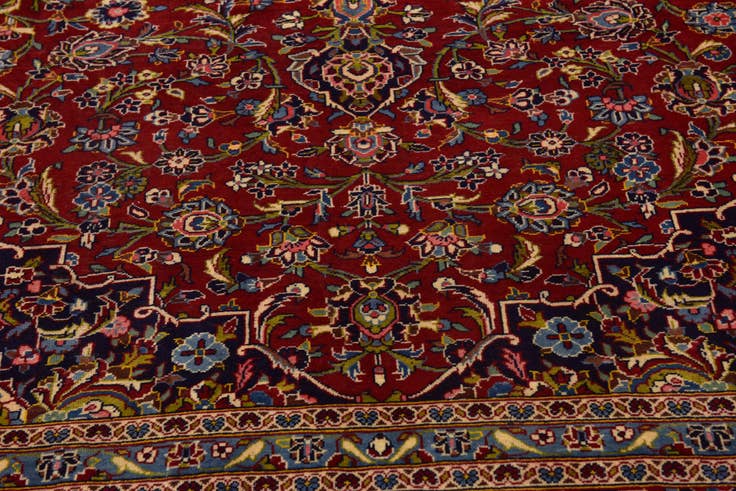 Detail image of 9' 10 x 13' Hand Knotted Kashan Persian Wool Rug