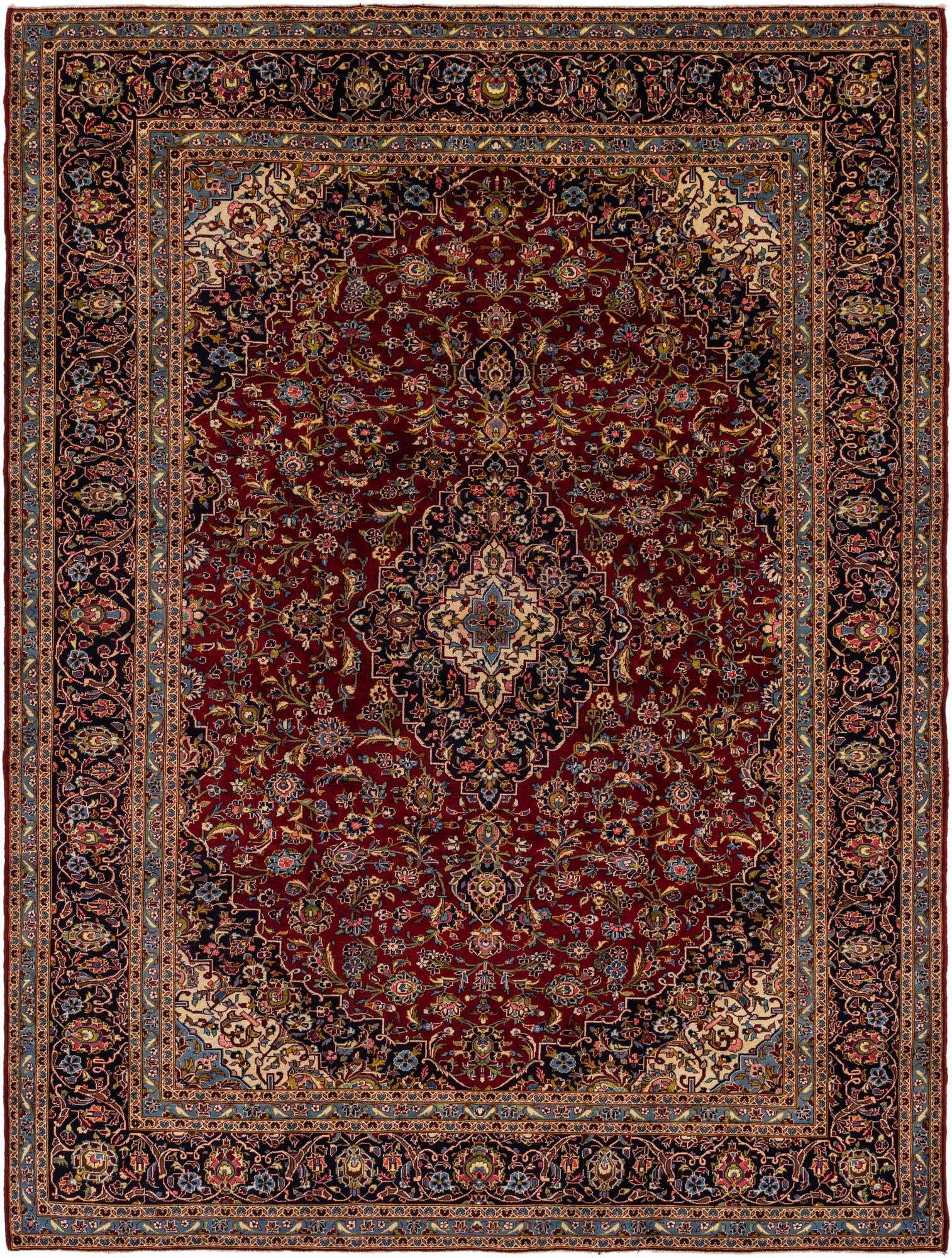 9' 10 x 13' Hand Knotted Kashan Persian Wool Rug