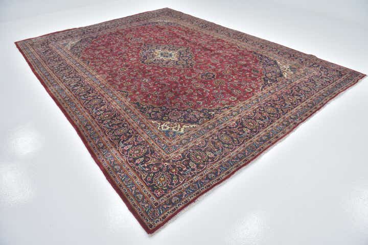 9' 8 x 12' 4 Hand Knotted Kashan Persian Wool Rug