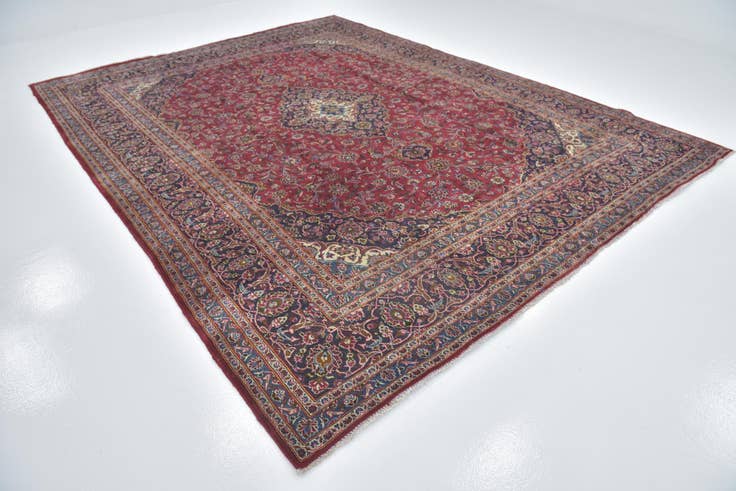 Detail image of 9' 8 x 12' 4 Hand Knotted Kashan Persian Wool Rug