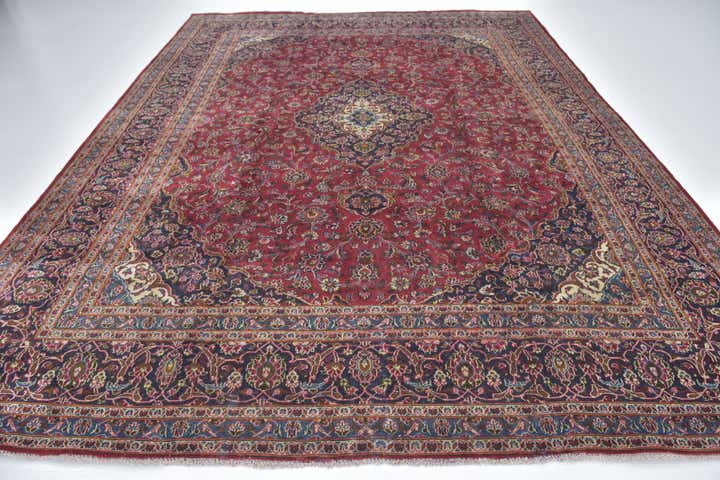 9' 8 x 12' 4 Hand Knotted Kashan Persian Wool Rug