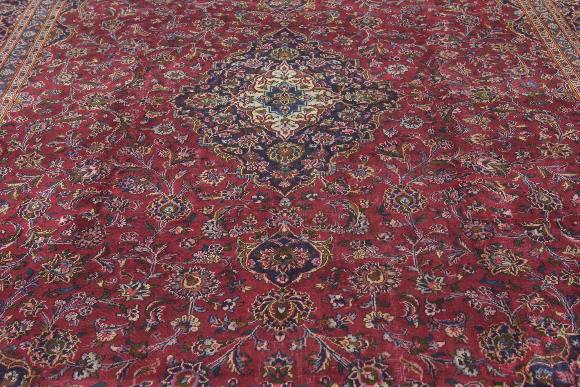 9' 8 x 12' 4 Hand Knotted Kashan Persian Wool Rug