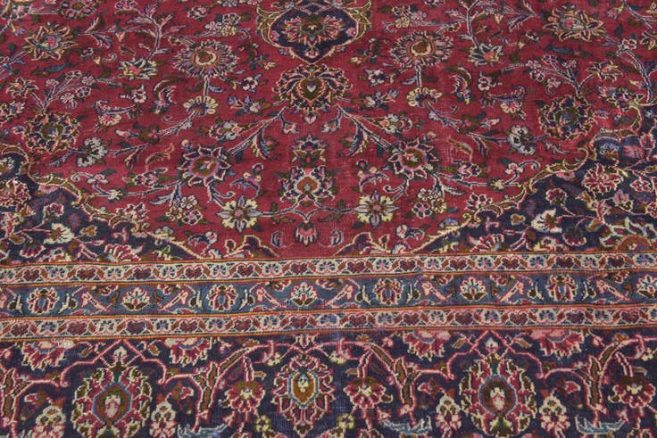 Detail image of 9' 8 x 12' 4 Hand Knotted Kashan Persian Wool Rug