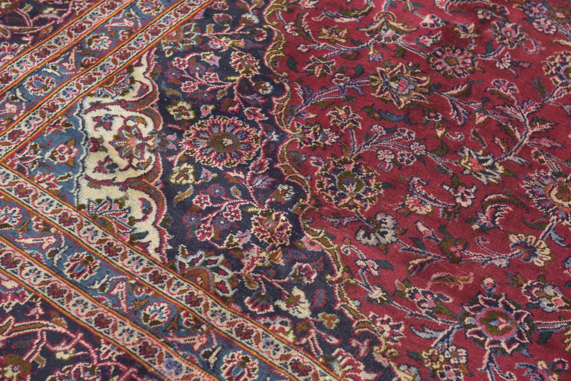 9' 8 x 12' 4 Hand Knotted Kashan Persian Wool Rug