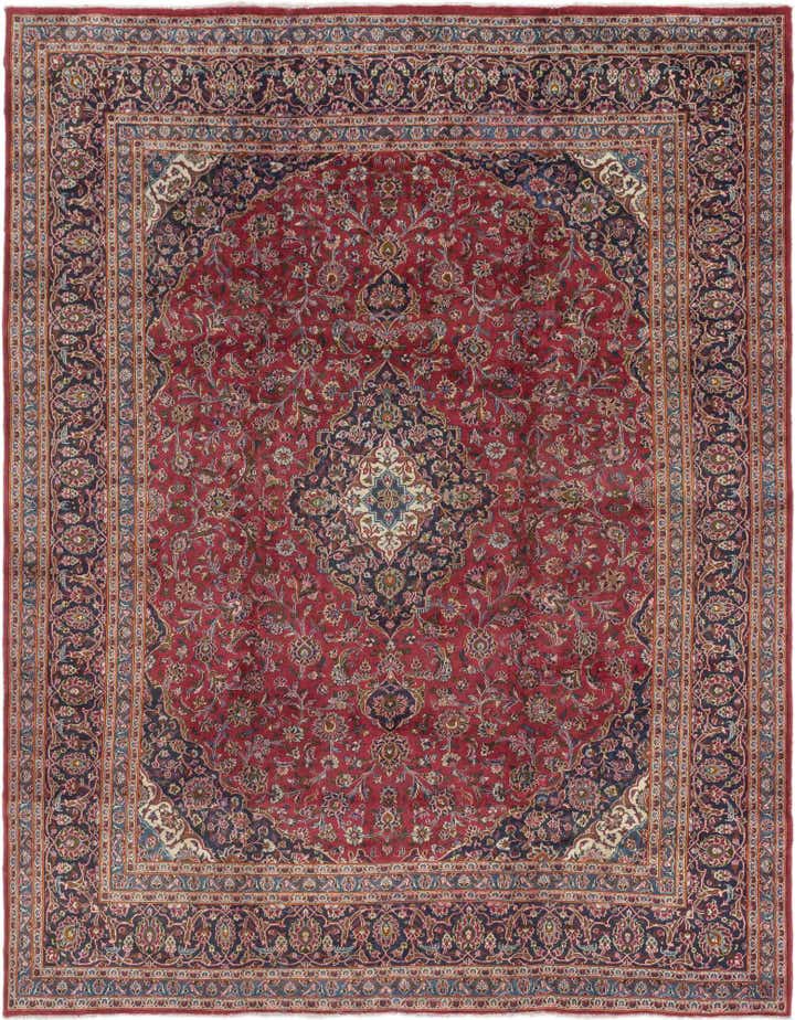9' 8 x 12' 4 Hand Knotted Kashan Persian Wool Rug