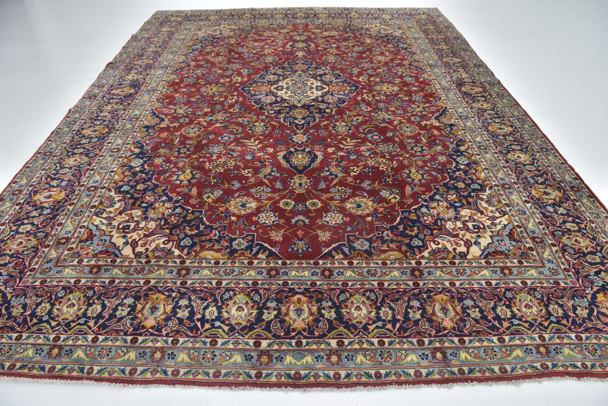 295cm x 385cm anudado a mano Kashan Alfombra Persa Lana