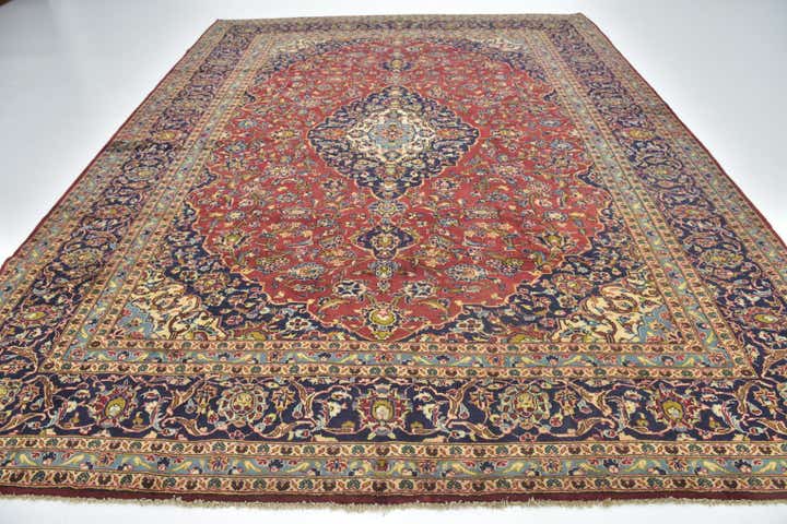 9' 10 x 12' 9 Hand Knotted Kashan Persian Wool Rug
