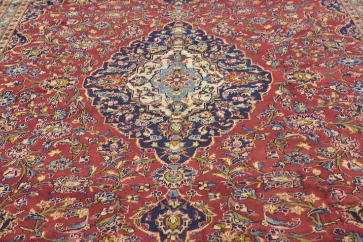 Detail image of 9' 10 x 12' 9 Hand Knotted Kashan Persian Wool Rug